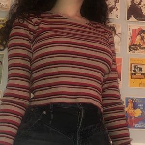 brown and red striped long sleeve